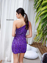 Primavera One Shoulder Beaded Homecoming Dress 4221