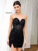 Primavera Cut Glass Ruched Strapless Homecoming Dress 4252