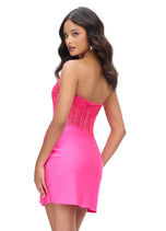 ASHLEYlauren Illusion Corset Homecoming Dress 4686