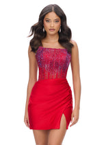 ASHLEYlauren Illusion Corset Homecoming Dress 4686