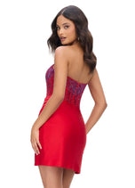 ASHLEYlauren Illusion Corset Homecoming Dress 4686