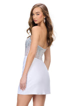 ASHLEYlauren Illusion Corset Homecoming Dress 4686