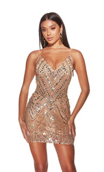 Alyce Paris V-Neck Beaded Homecoming Dress 4802