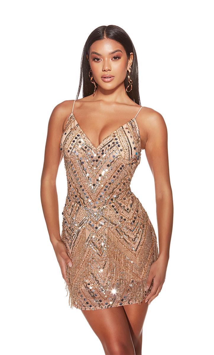 Alyce Paris V-Neck Beaded Homecoming Dress 4802