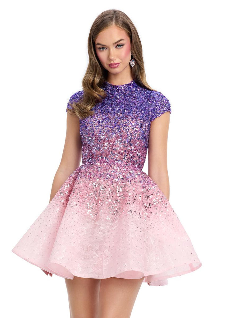 ASHLEYlauren Ombre Sequin Cocktail Dress 4804