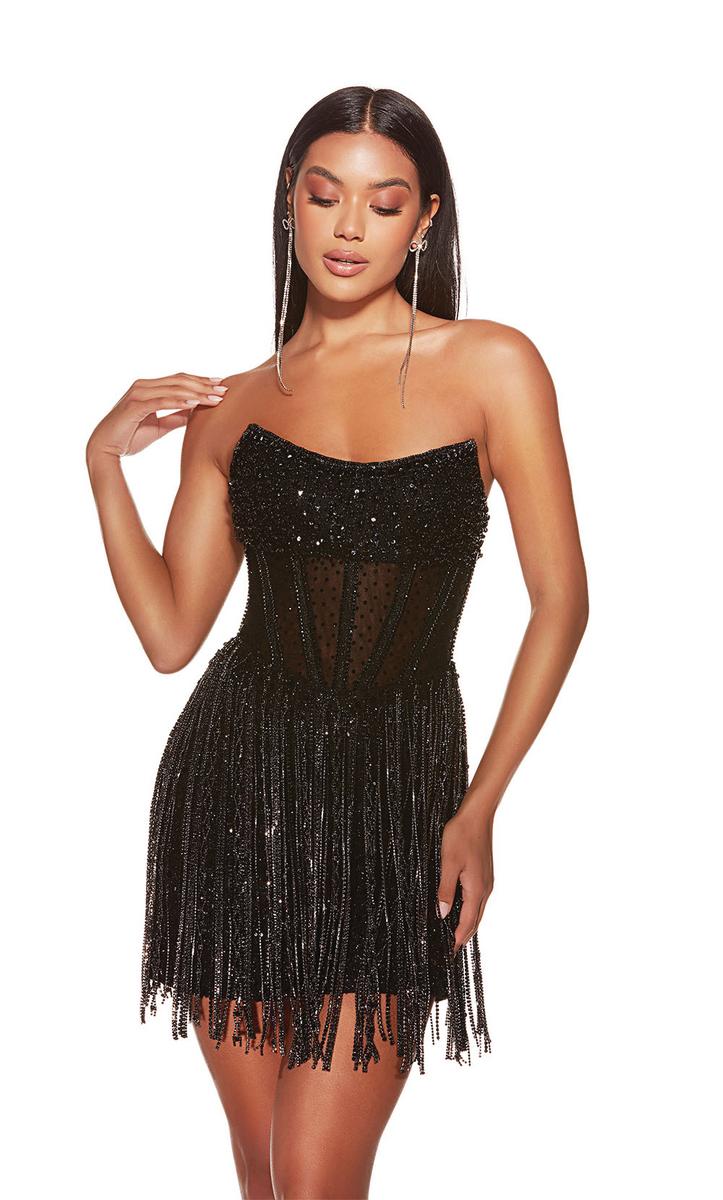 Alyce Paris Corset Fringe Short Homecoming Dress 4941