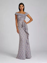 Teri Jon Off the Shoulder Jacquard Evening Dress 229002