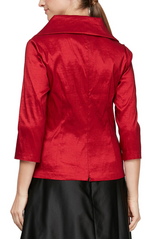 Alex Evenings 3/4 Sleeve Stretch Taffeta Blouse with Tie Waist Detail 8366625