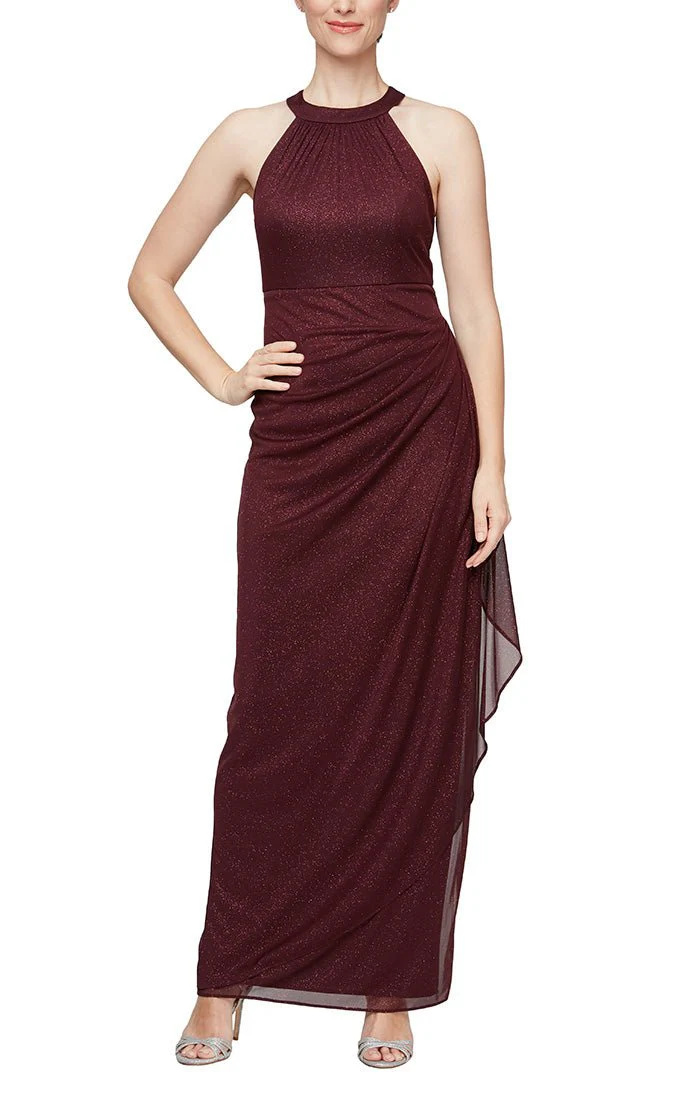 Alex Evenings Glitter Mesh Halter Neck Evening Dress 8133106