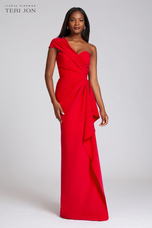 Teri Jon Stretch Crepe Side Drape Gown 219012