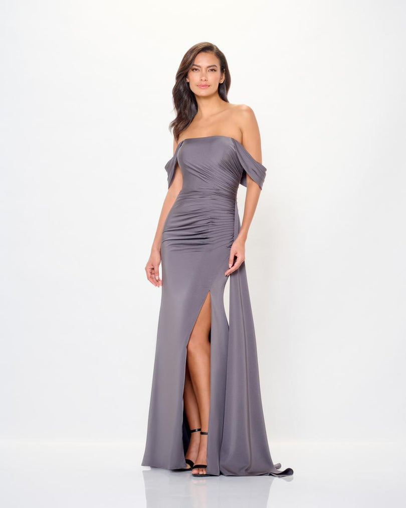 Cameron Blake Draped Sleek Crepe Dress CB3241