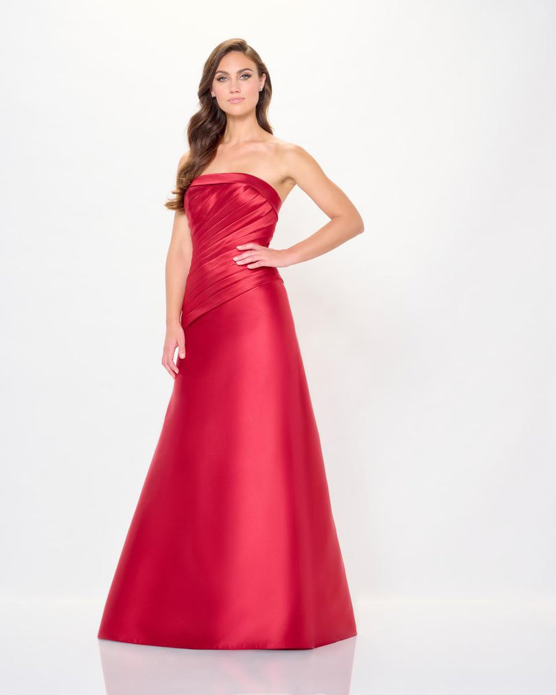 Cameron Blake Strapless Pleated Evening Dress CB3248