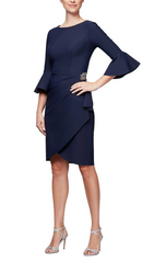 Alex Evenings Compression Cocktail Dress with Bell Sleeves 134183