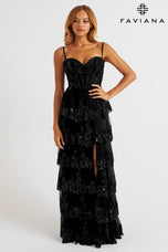 Faviana Strapless Ruffle Prom Dress E11087