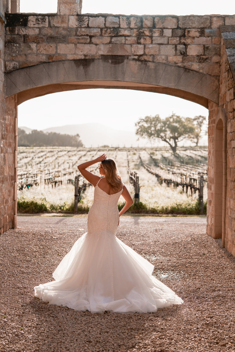 Allure Bridals Fit and Flare Lace Bridal Gown A1260