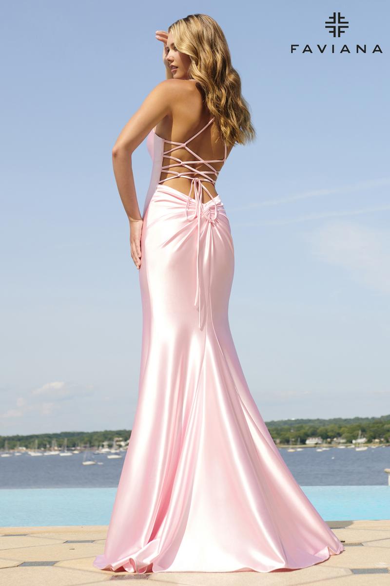 Faviana Lace-up Back Satin Prom Dress ES10890