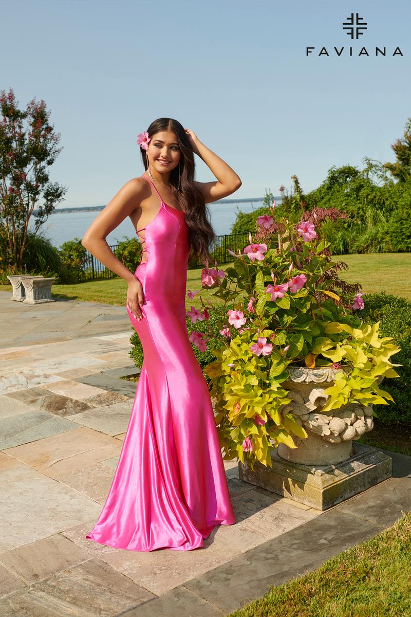 Faviana Lace-up Back Satin Prom Dress ES10890