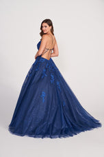 Ellie Wilde Long Lace Open Back Ball Gown EW34026