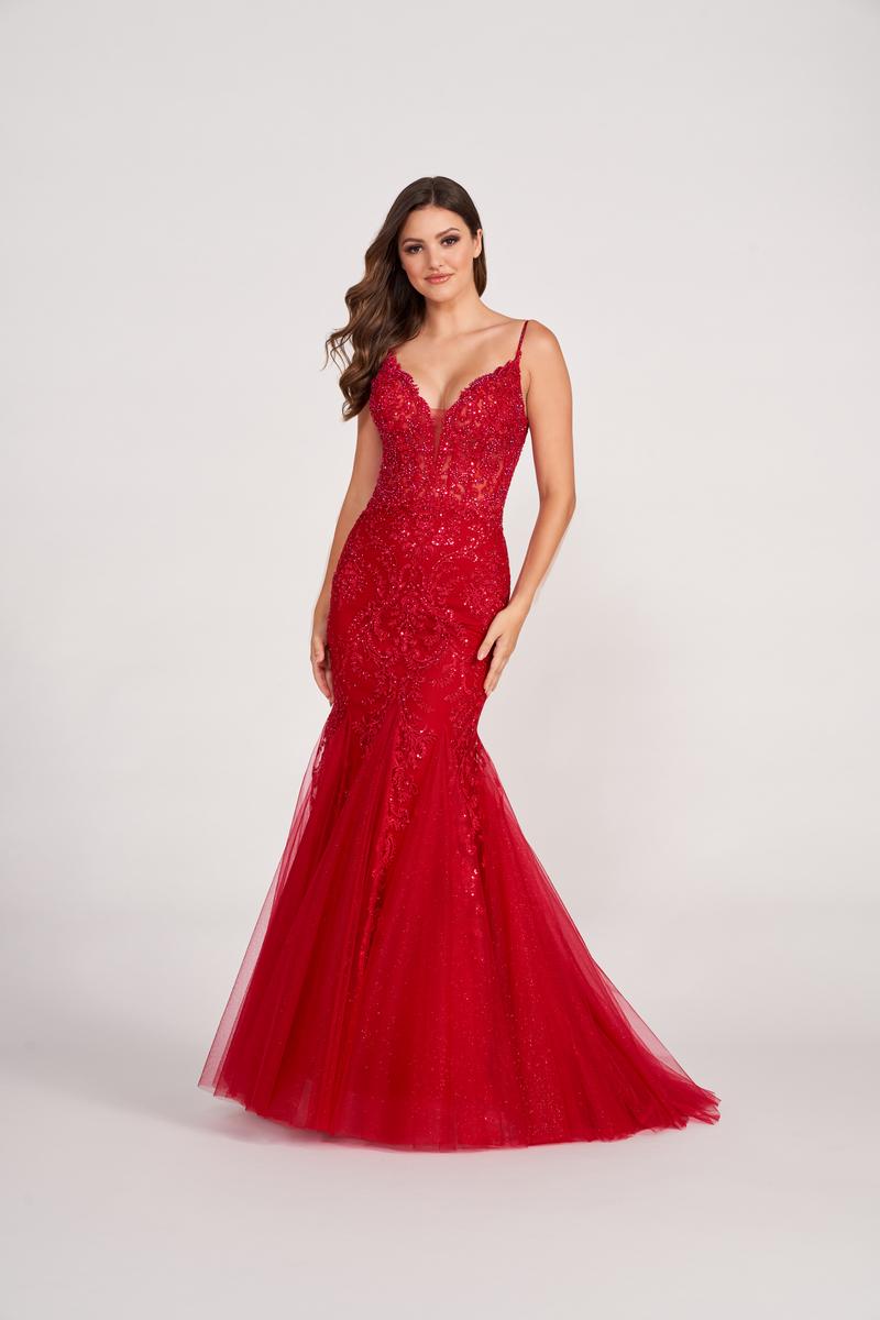 Ellie Wilde Long Fitted Lace Prom Dress EW34033