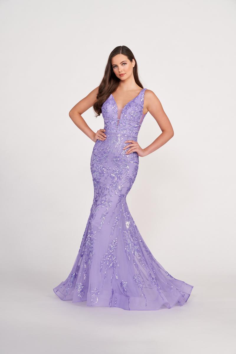 Ellie Wilde Long Plunging Sequin Prom Dress EW34041