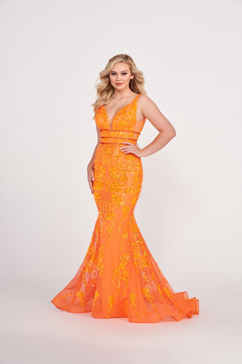 Ellie Wilde Long Plunging Sequin Prom Dress EW34041