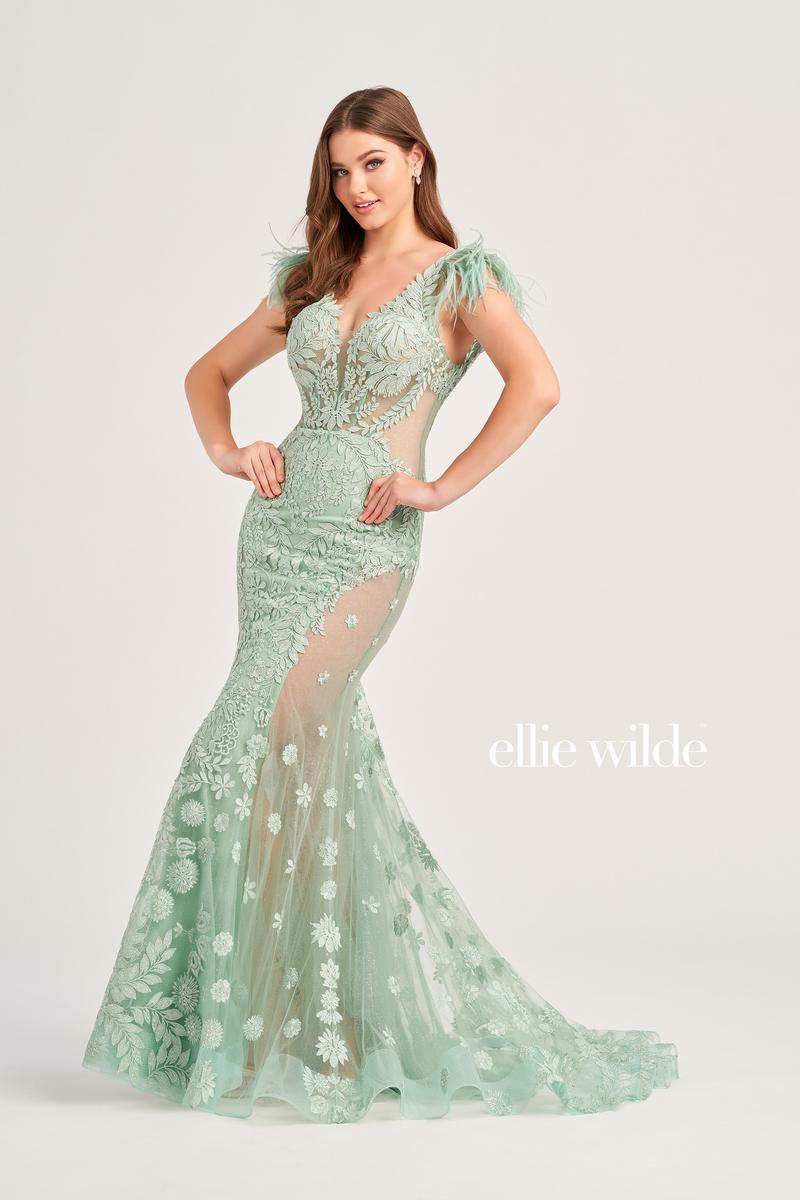 Ellie Wilde Illusion Side Prom Dress EW35009