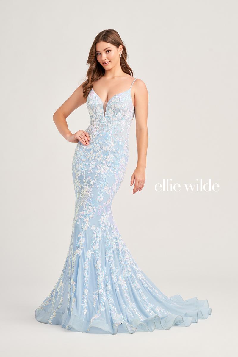 Ice blue mermaid prom cheap dress