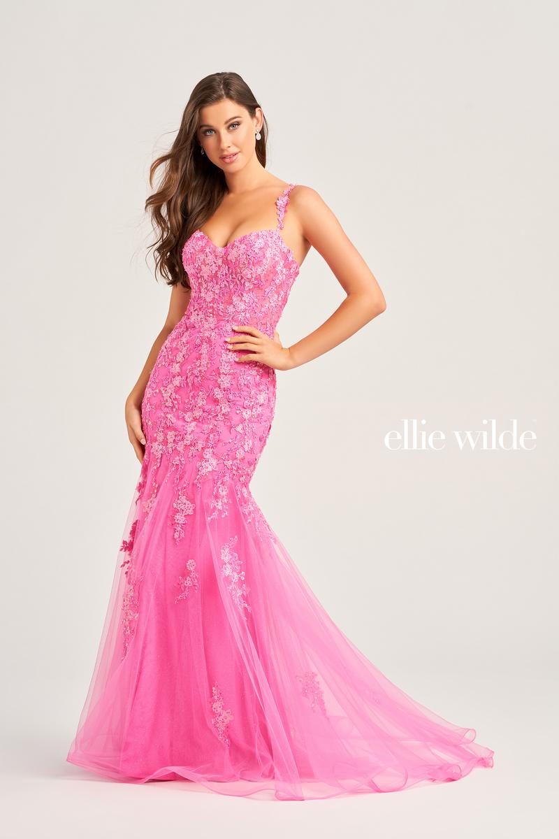 Ellie Wilde Fit and Flare Lace Prom Dress EW35238