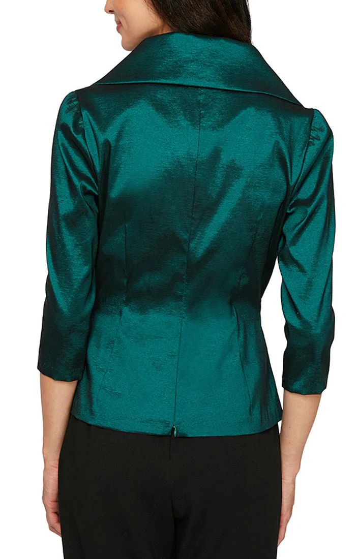 Alex Evenings 3/4 Sleeve Stretch Taffeta Blouse with Tie Waist Detail 8366625