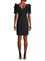 Shani Ruffle Sleeve Crepe Sheath Dress S115