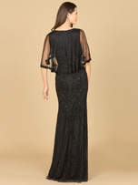 Lara Cape Sleeve V-Neck Beaded Evening Gown 29356