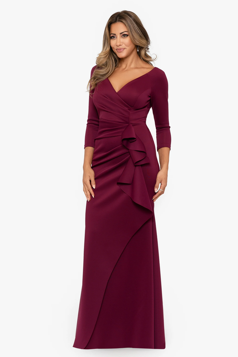 Xscape Evenings "Lexi" Ruched Scuba Evening Dress 4452X