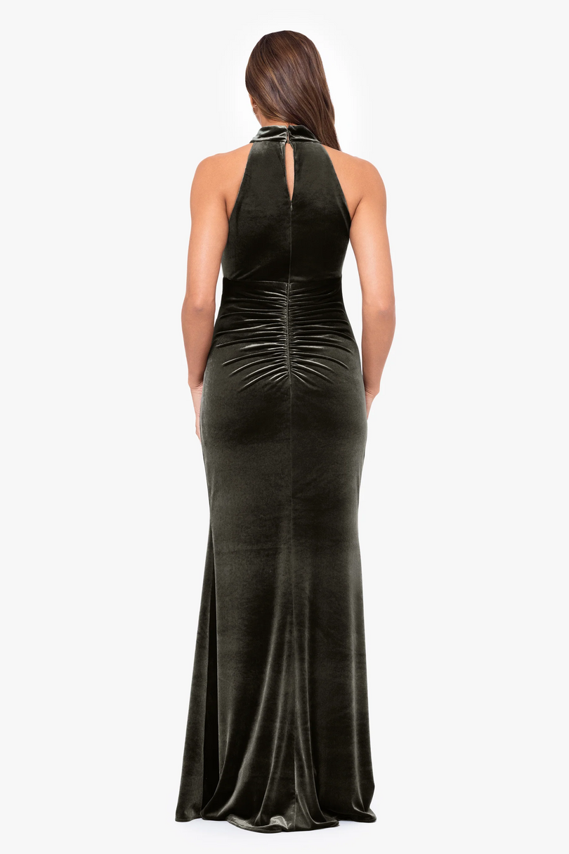 Xscape Evenings "Grace" Velvet Mock Neck Dress 6437X