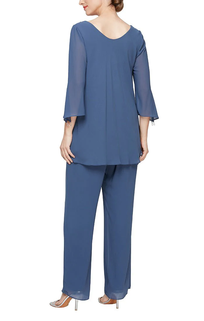 Alex Evenings Frilled Top Chiffon Pantsuit 8192002