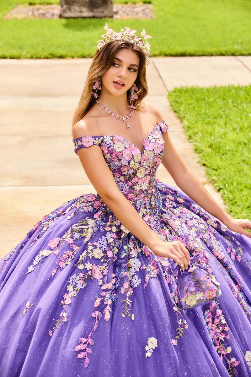 rose gold purple quinceanera dresses