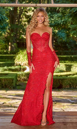 Portia and Scarlett Ruffle Slit Corset Prom Dress PS24177