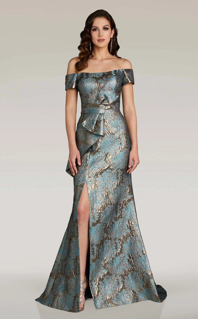 Gia Franco by Feriani Metallic Brocade Evening Dress 12378