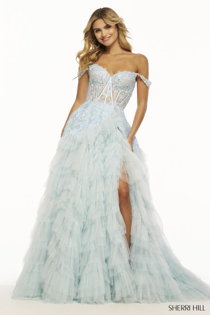 Sherri Hill Ruffle Corset Ball Gown 56070