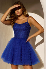 Sherri Hill Leaf Lace Tulle Homecoming Dress 56503