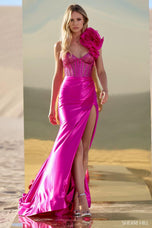 Sherri Hill 3D Floral One Shoulder Corset Gown 56764