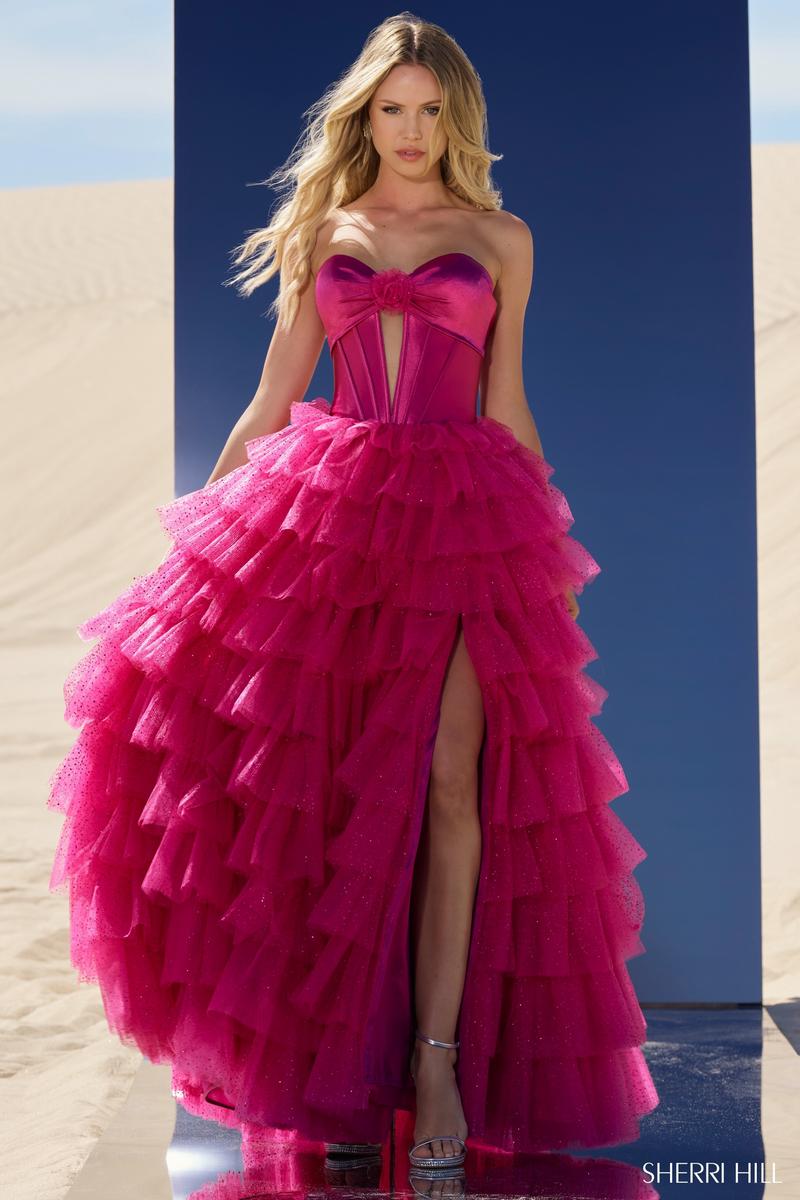 Sherri Hill Strapless Ruffle Ballgown 56804