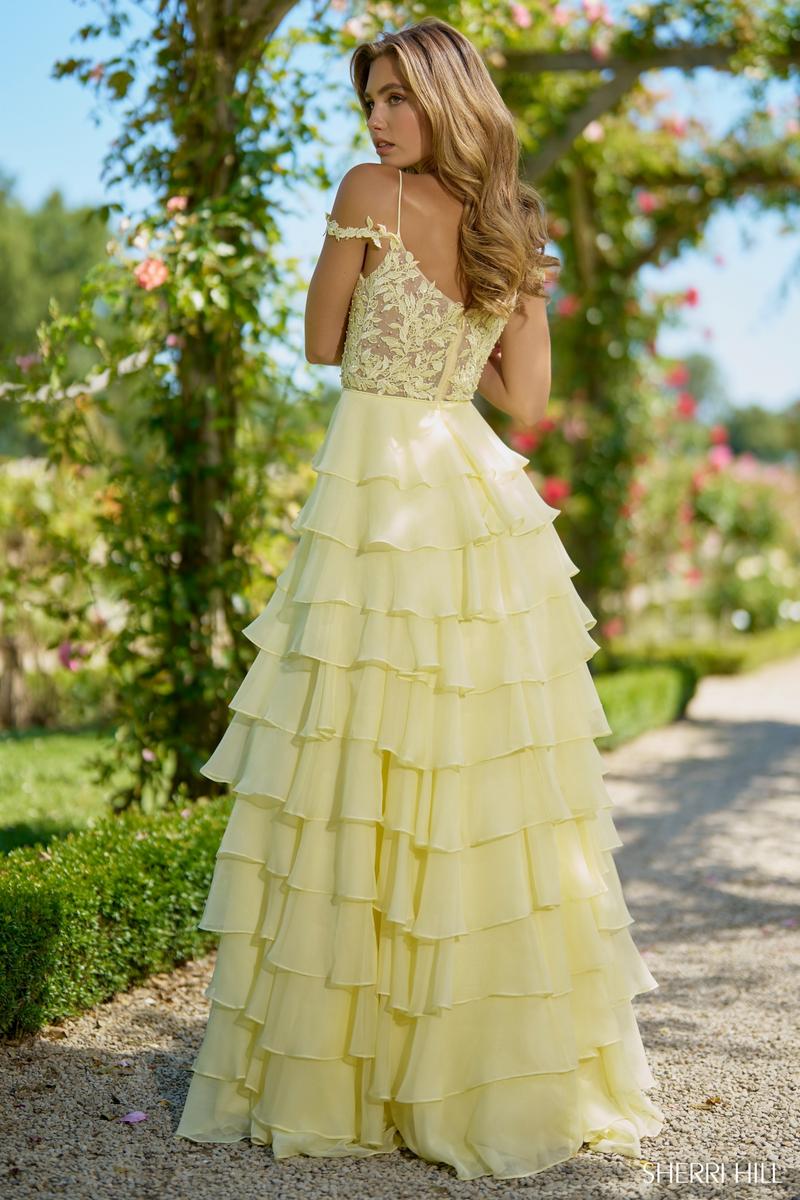 Sherri Hill Lace Chiffon Ruffle Prom Dress 56868 - B