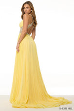 Sherri Hill A-Line Beaded Waist Long Prom Dress 57054