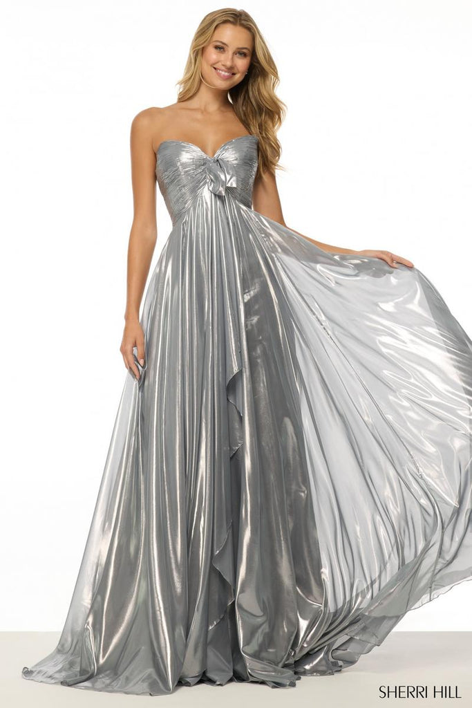 Sherri Hill Metallic Empire Waist Prom Dress 57108