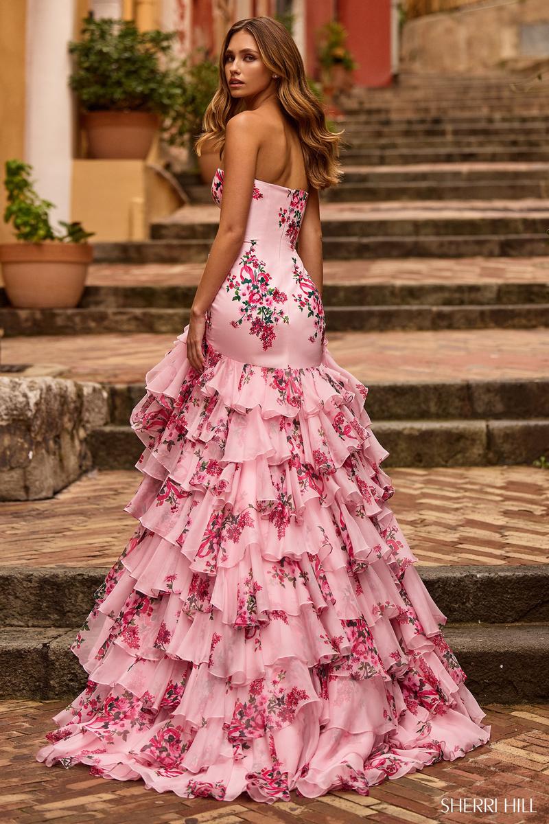 Sherri Hill Strapless Ruffle Floral 57144