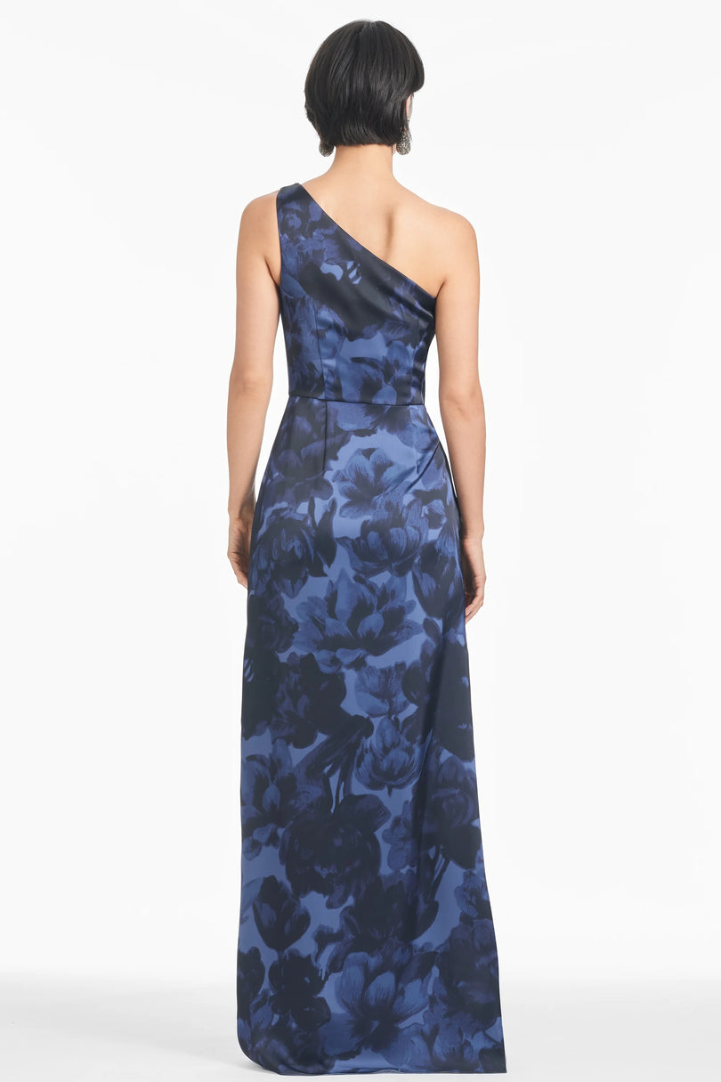 Sachin & Babi "Delancy" Floral One Shoulder Gown