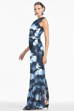 Sachin & Babi "Delancy" Floral One Shoulder Gown