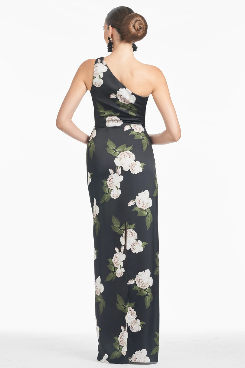 Sachin & Babi "Delancy" Floral One Shoulder Gown