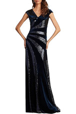 Tadashi Shoji Sequin Stripe Velvet Column Gown BAL23354L