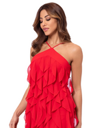 Xscape Evenings Halter Neck Ruffle Dress 6371X